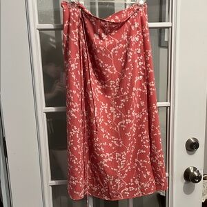 Floral Wrap Pink Midi Skirt